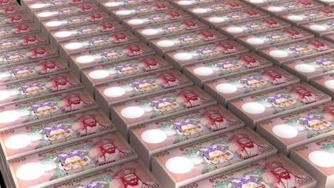 animación en 3d de 500 bhutan ngultrum pila de dinero de bucle sin costuras