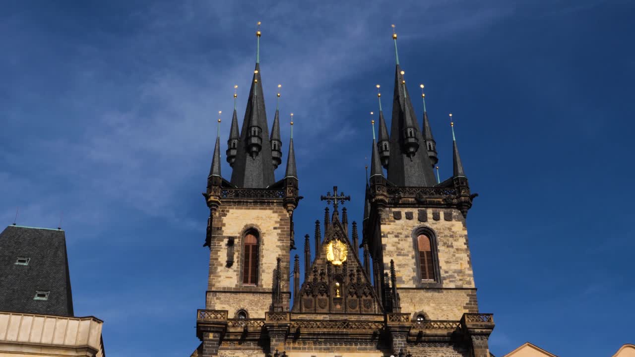 Beautiful facade of the Church of Our Lady before T&yacute;n Prague, Czech Republic