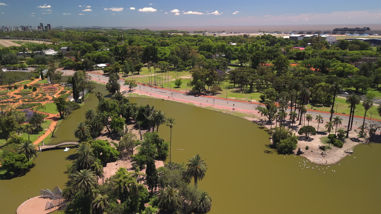 Aerial view of Palermo Lakes and Rosedal park in Buenos Aires