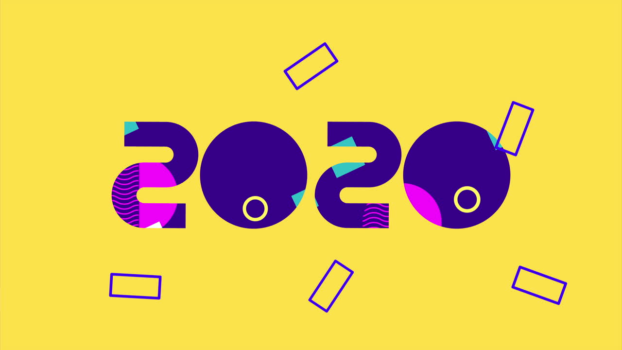 colori e figure geometriche animazione con l'anno 2020
