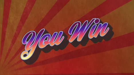 animation of you win text over spinning red and yellow background