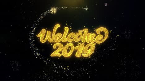 welcome 2019 graphic design with fireworks