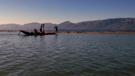 motor boat in inle lake in the shan hills of myanmar