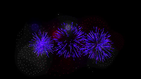 animación de formas y fuegos artificiales sobre fondo negro
