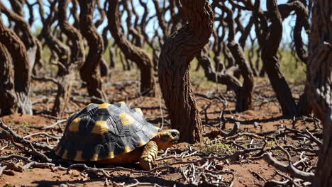 tortoise in a twisted tree forest
