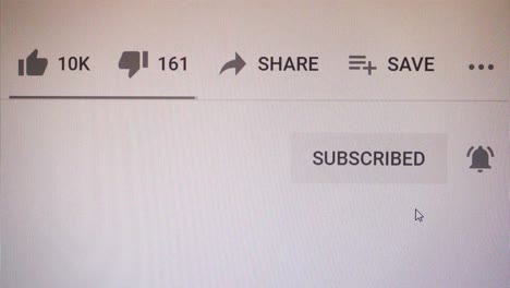 clicking subscribe button and bell on youtube recorded from screen