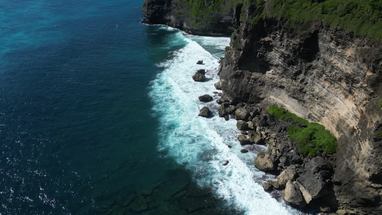 Waves on the coastline in the South of Bali, Indonesia