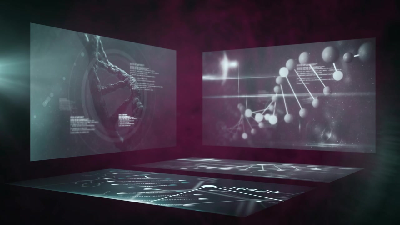 Animation of data processing on black background