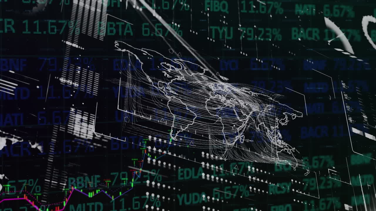 세계 지도에 대한 통계 및 데이터 처리의 애니메이션