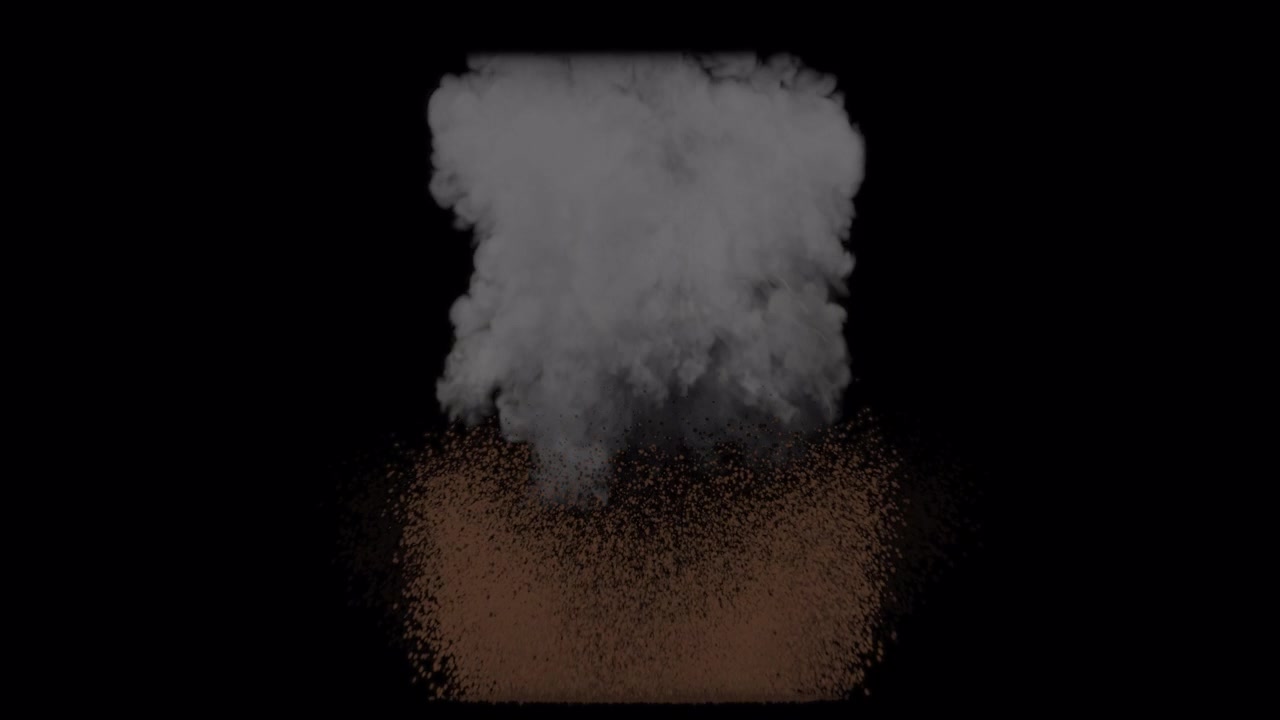 Esplosione di fumo e polvere su sfondo trasparente