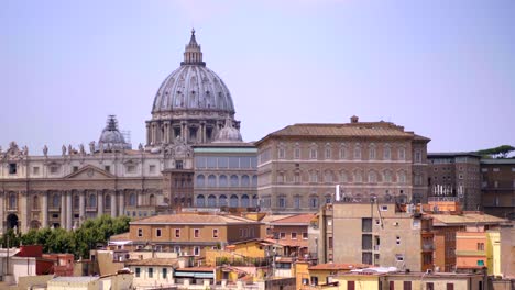 rome, italy. panoramic view of st. peter's basilica vatican city state. sunny day in rome, holy cityscape rooftops panorama. 4k