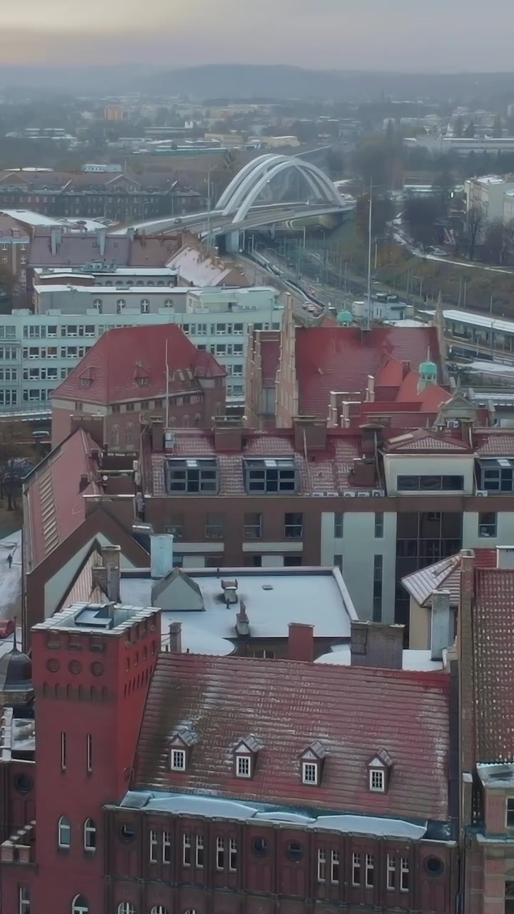 City buildings and rooftops in Gdansk Poland during a cloudy day