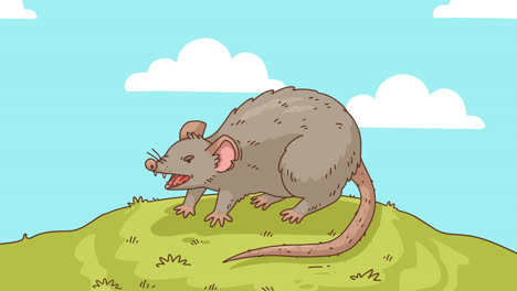 ratón de dibujos animados en una colina
