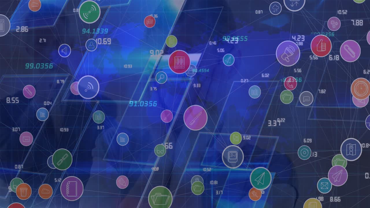 화면과 세계 지도에서 데이터 처리의 애니메이션