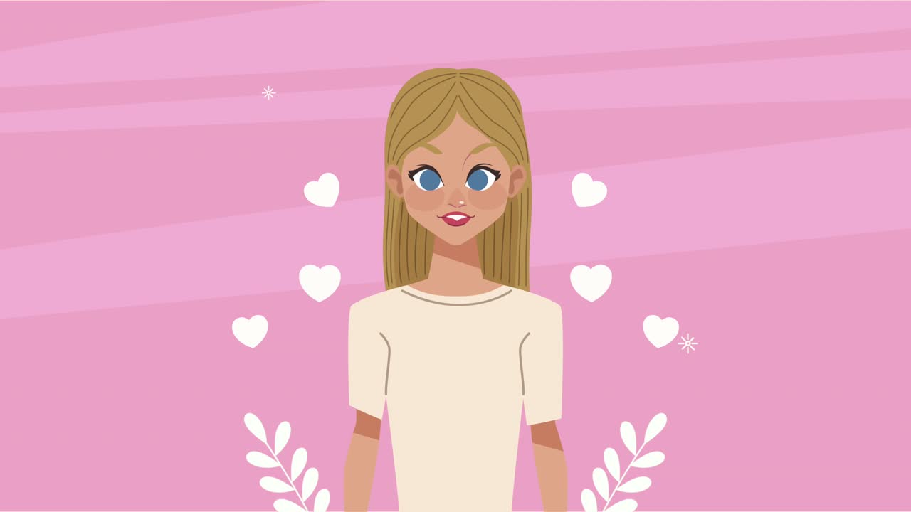 happy womens day animation with blond lady