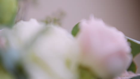 elegant rose flowers arranged in bouquet in floral store