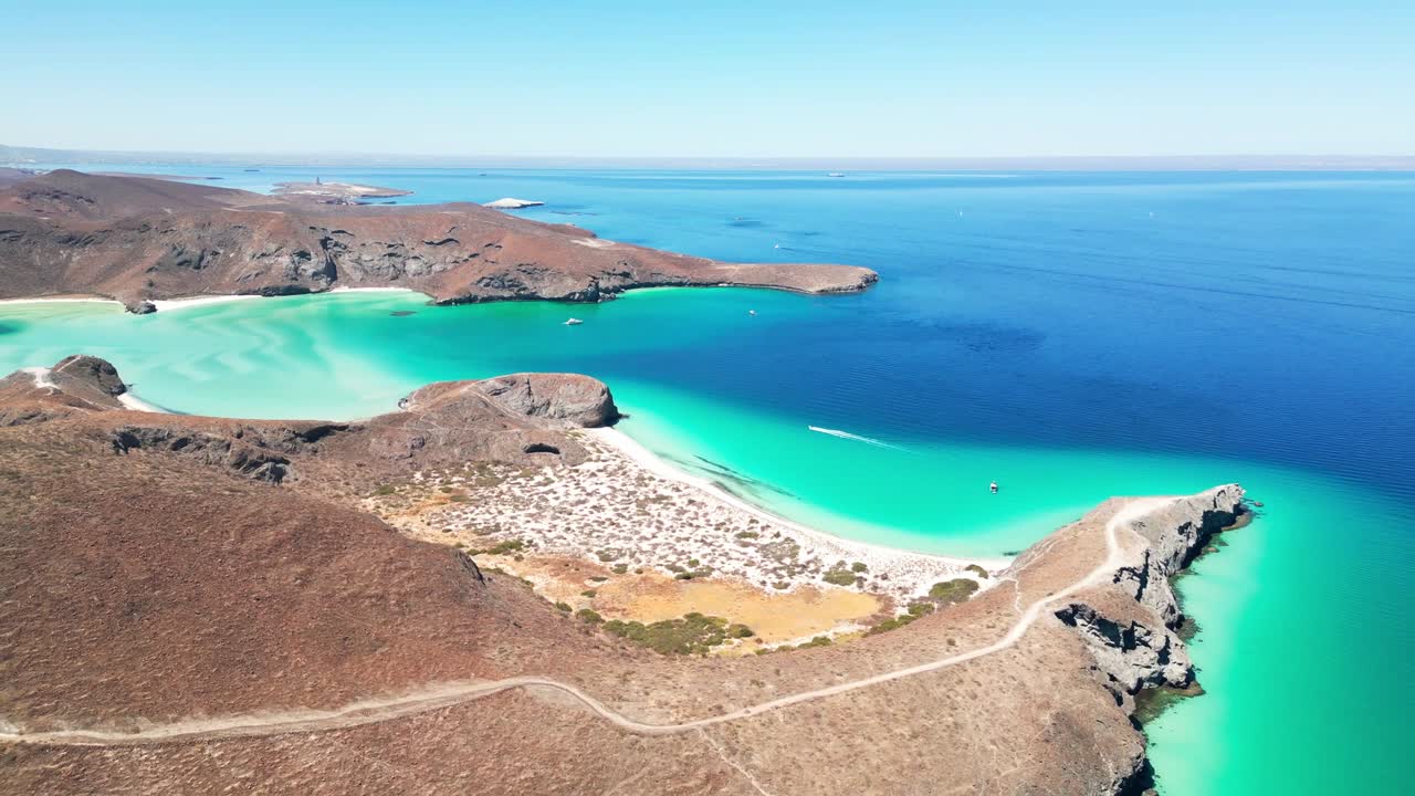 Breathtaking aerial shot of a tropical beach in La Paz, Tecolotito, Mexico