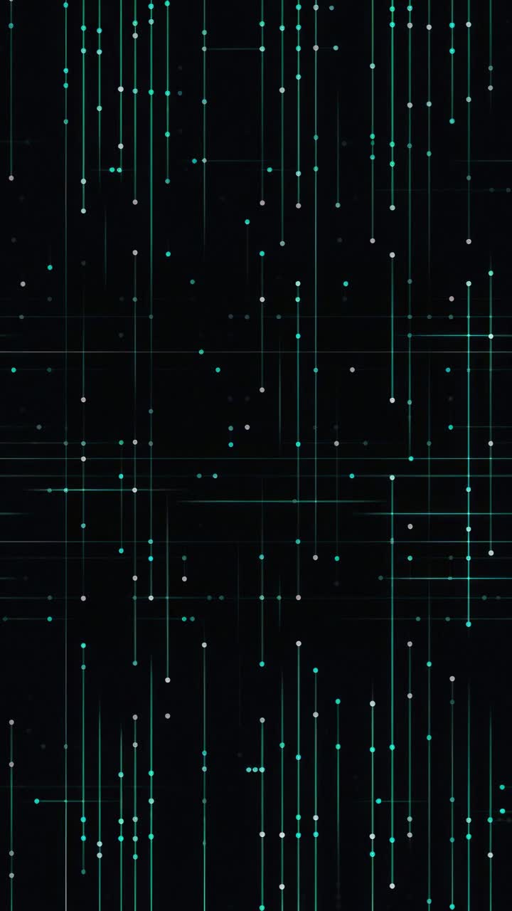Futuristic digital matrix with vertical neon lines and glowing grids