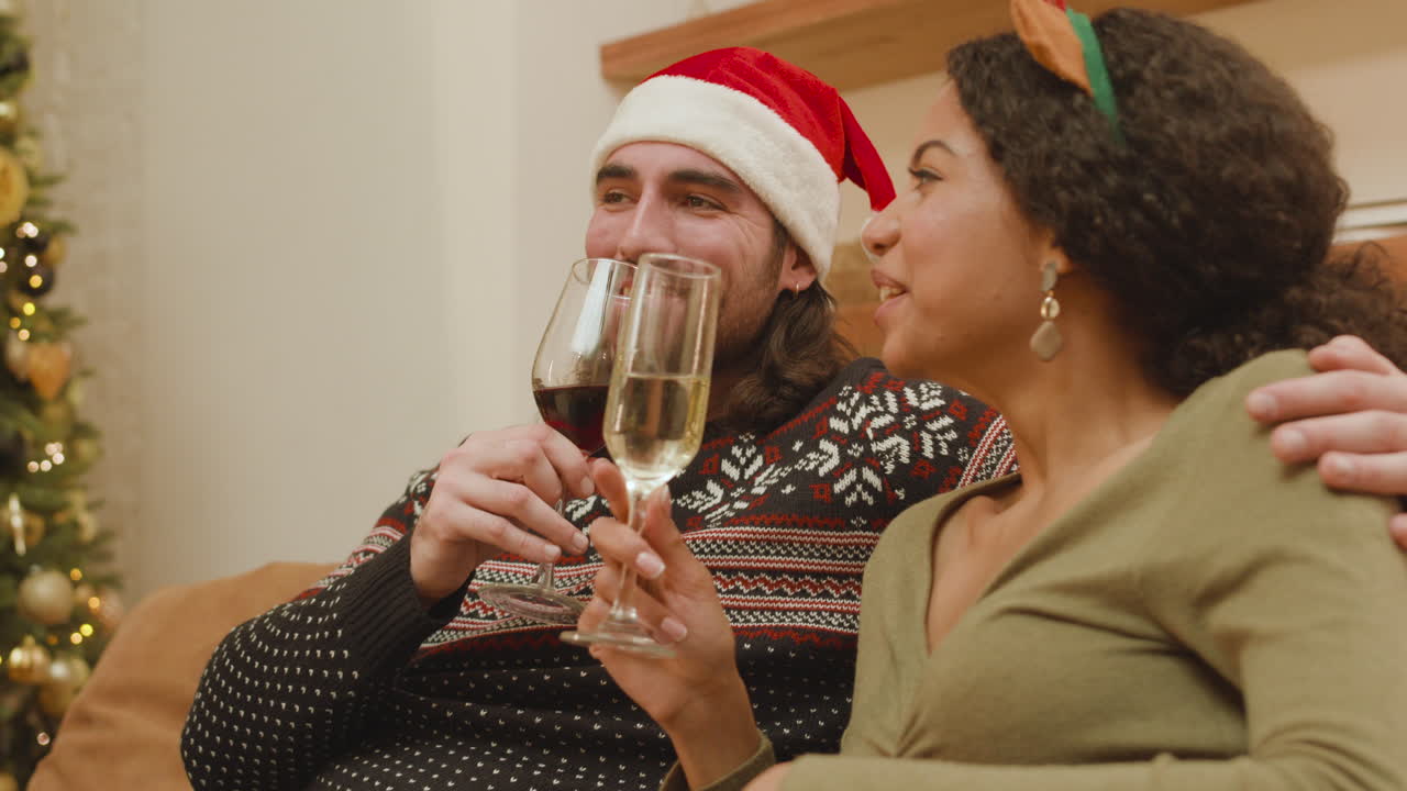 Couple enjoying Christmastime