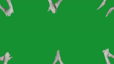 mummy hands frame on green screen