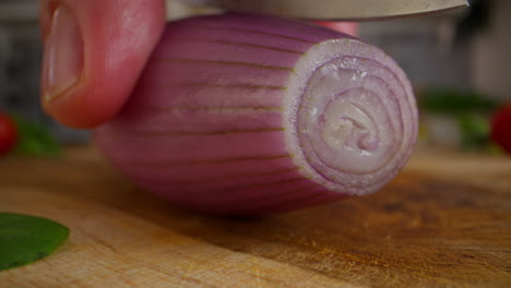 cutting a red onion