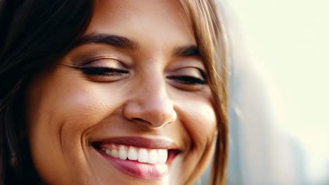 portrait of a beautiful woman with a big smile