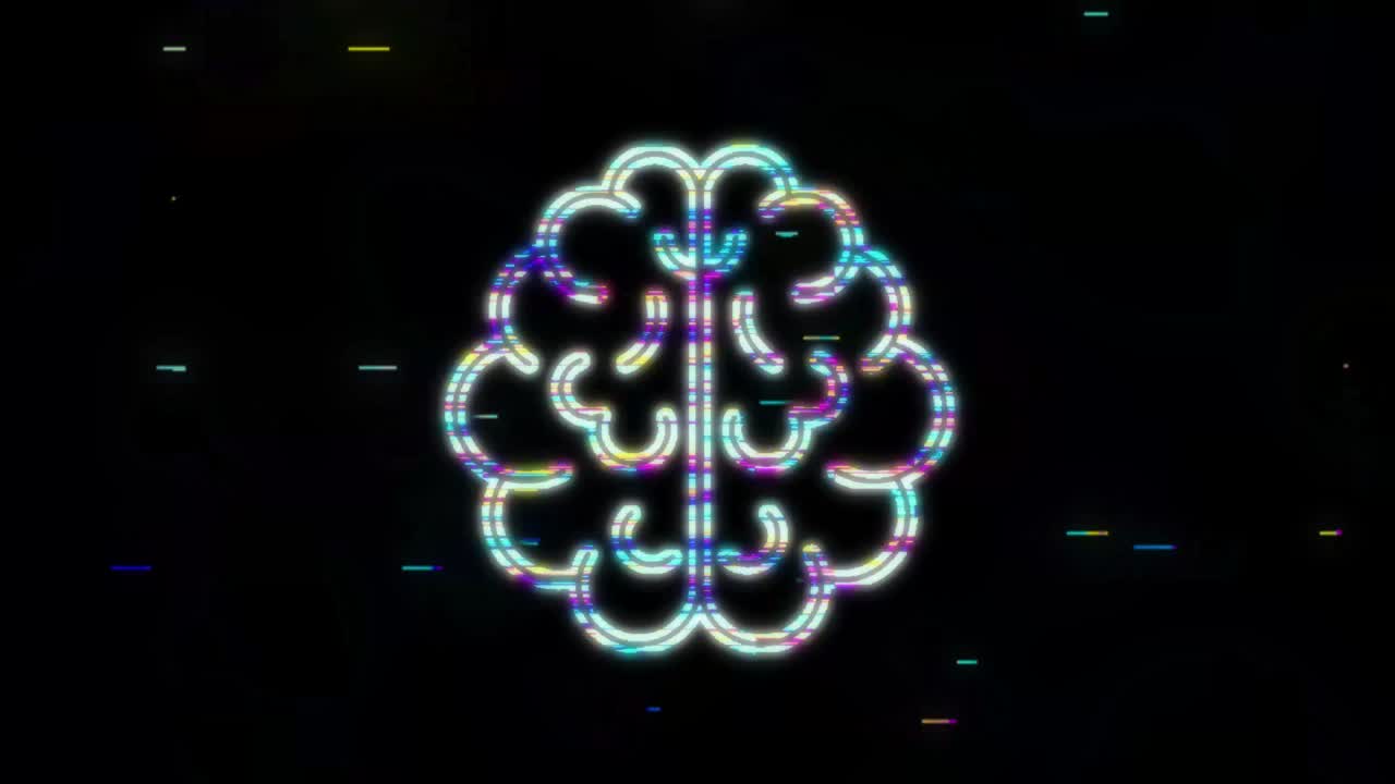 icono de fallo cerebral. cerebro digital en la mano. red neural. prueba de coeficiente intelectual. tormenta de cerebro piense en la idea. gráfico de movimiento