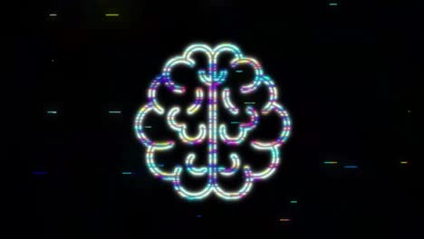 브레인 글리치 아이콘, 디지털 브레인 인 드, 뉴럴 네트워크, iq 테스트, 브레인 스, 생각 아이디어, 모션 그래픽