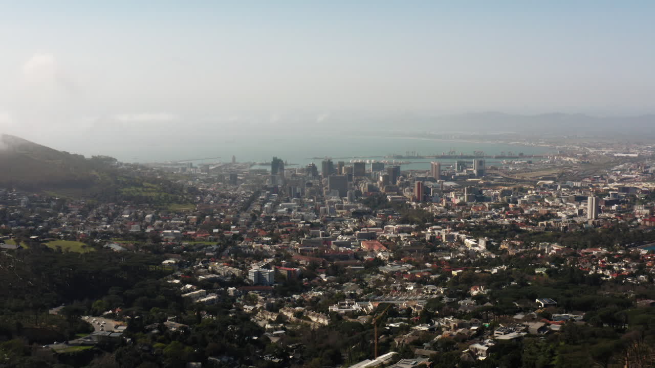 Drone Shot of Cape Town City Bowl, South Africa