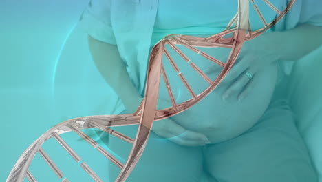 animación de cadenas de adn y moléculas sobre mujeres embarazadas