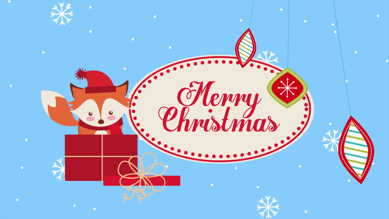 메리 크리스마스 공이 매달린 여우