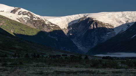 sunrise in the valley near the veitastrond village