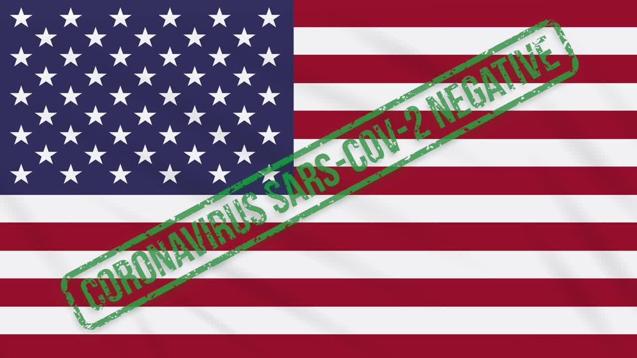 코로나바이러스로부터의 자유의 녹색 스프를 가진 미국 발을 흔들고, 루프