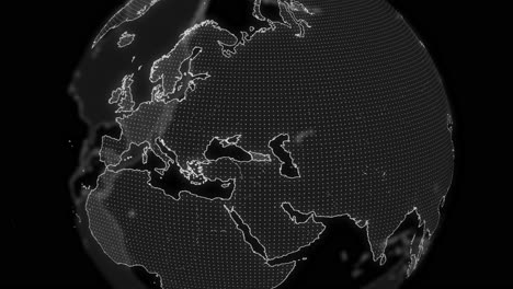 georgia country alpha for editing data analysis technology globe rotating, cinematic video showcases a digital globe rotating, zooming in on georgia country alpha for editing template