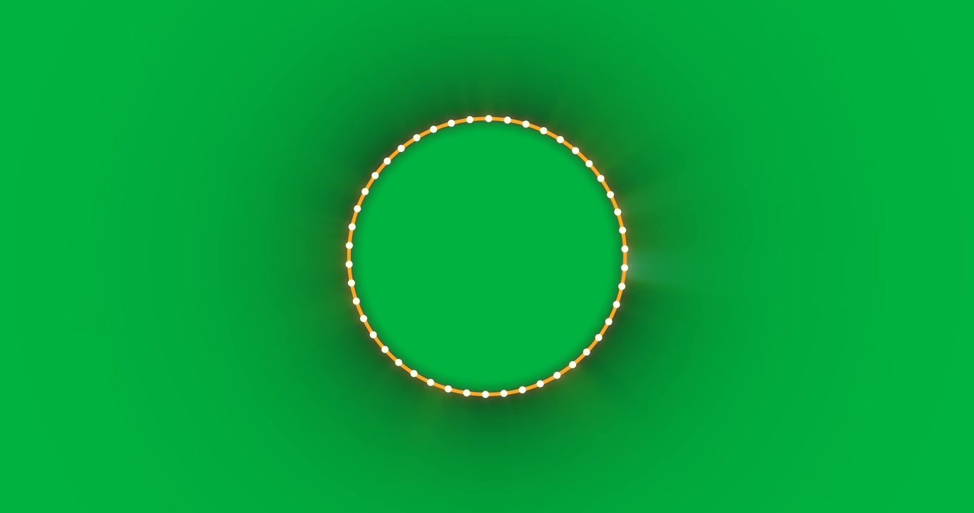 Animation of glowing orange circle with dots over transparent background