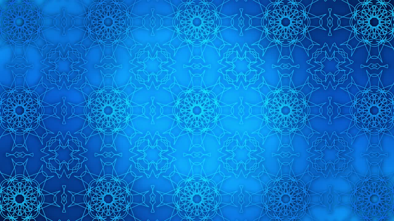 Animación en bucle abstracta de un efecto caleidoscópico de arte lineal azul.