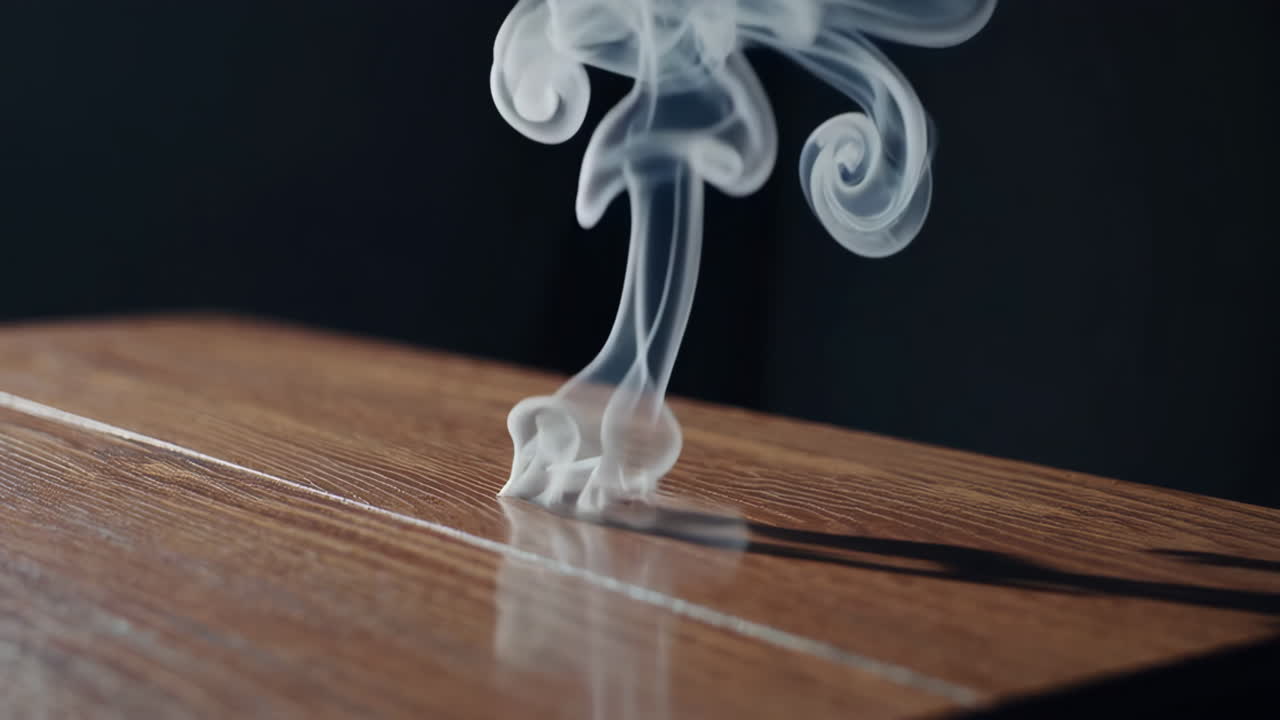 Smoke rising from a wooden surface