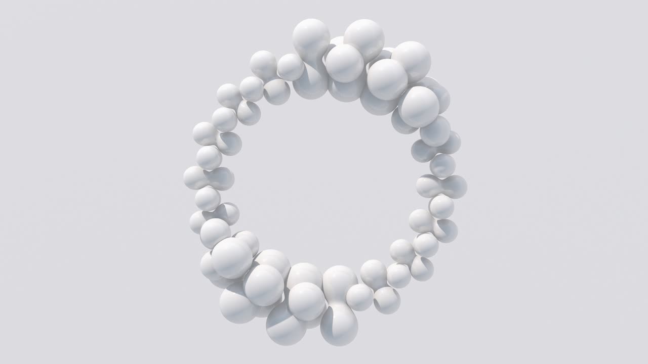 추상적인 색 원 모양 모핑, 모노크롬 애니메이션, 3d 렌더링