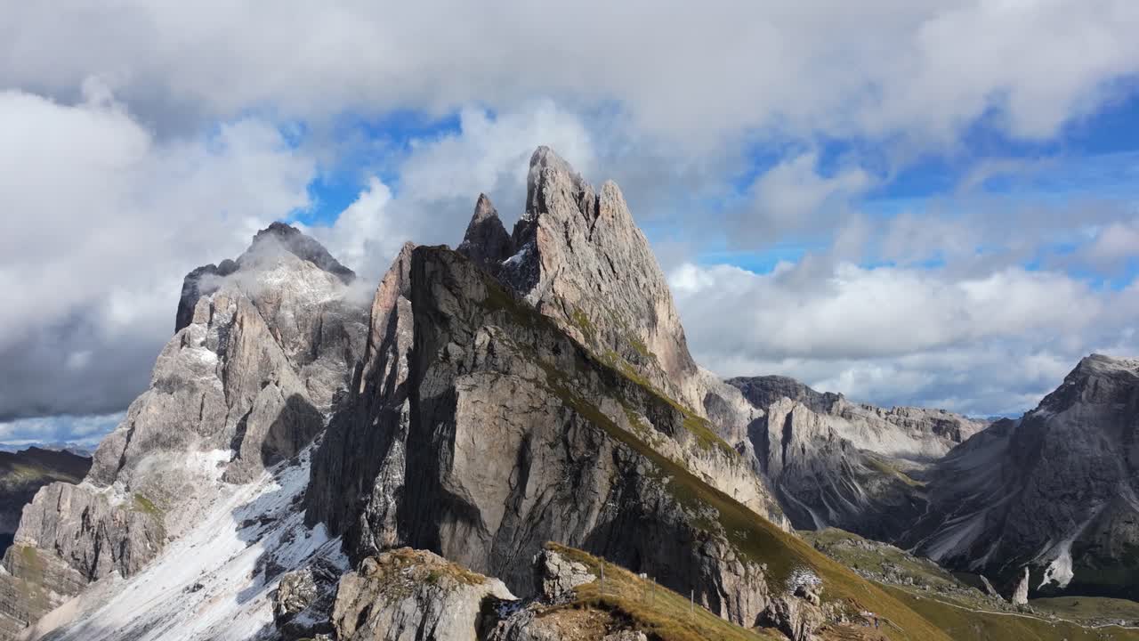 Mountain peaks under a cloudy sky