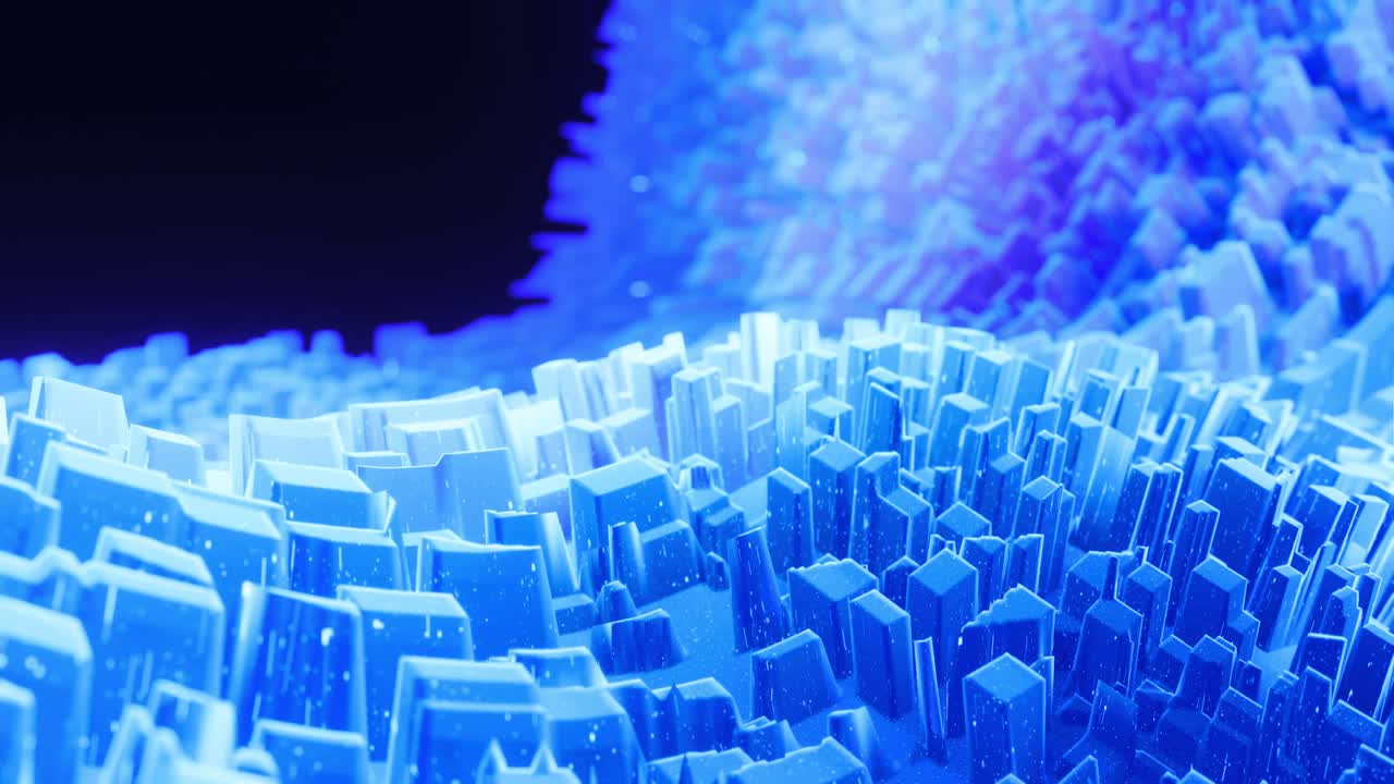 아름답고 추상적인 3d 표면, 반이는 반거리, 추상 3d 파동이 루프로 표면에 달립니다. 파란색 그라디언트, 부드러운 매트 재료, 가운 내부 반이는 부드러운 4k 애니메이션.