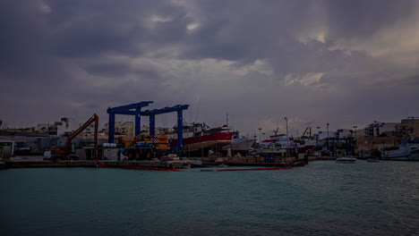 View-over-Marsaxlokk-shipyards-and-harbor-on-the-island-of-Malta