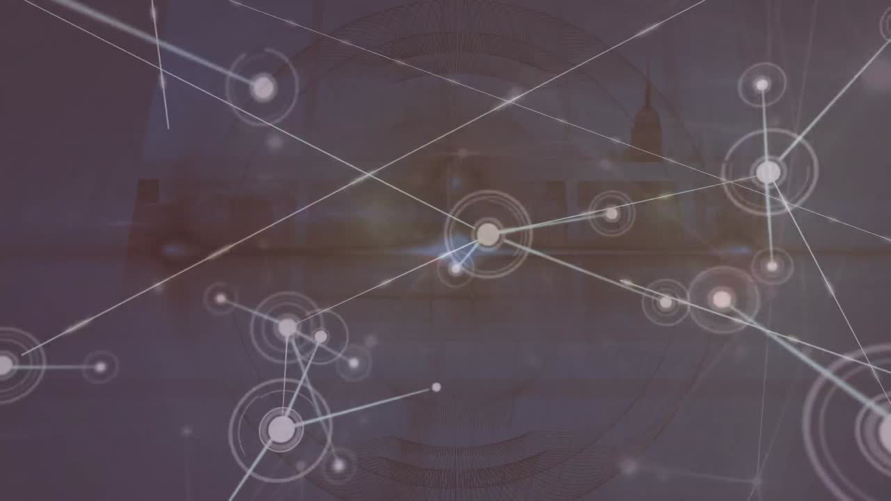 도시 풍경에 대한 연결 네트워크의 애니메이션