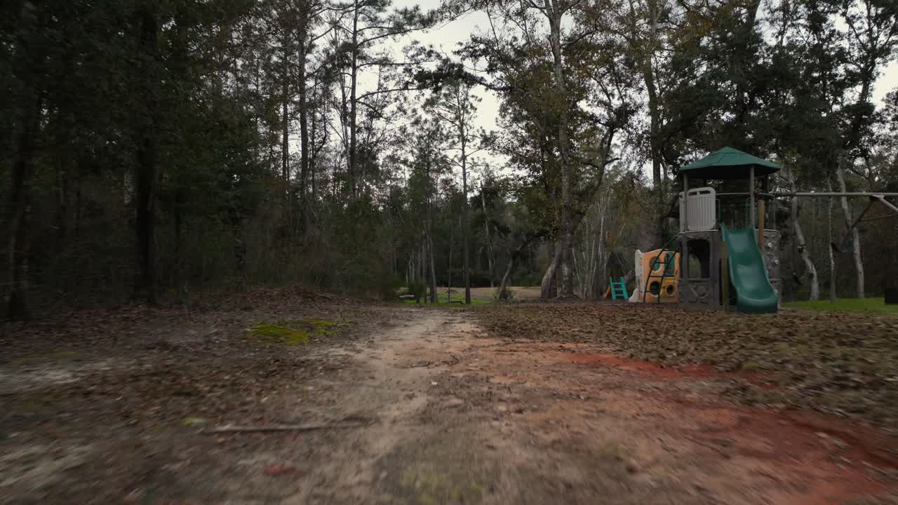 vista aérea del sendero arbolado del patio trasero en georgia