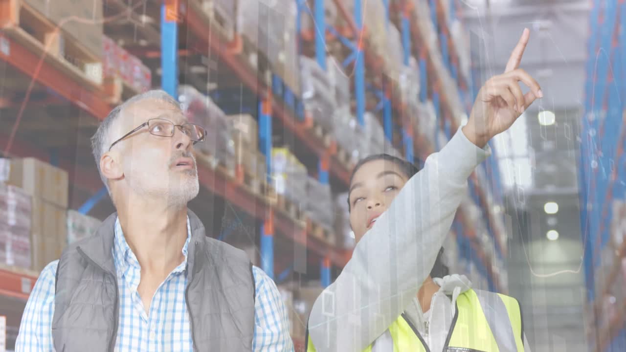 animación del procesamiento de datos sobre las personas que trabajan en el almacén