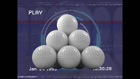Animation-of-golf-balls-over-scope-scanning-and-globe
