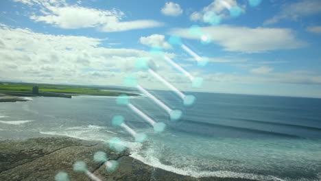 animation of dna strand over seascape