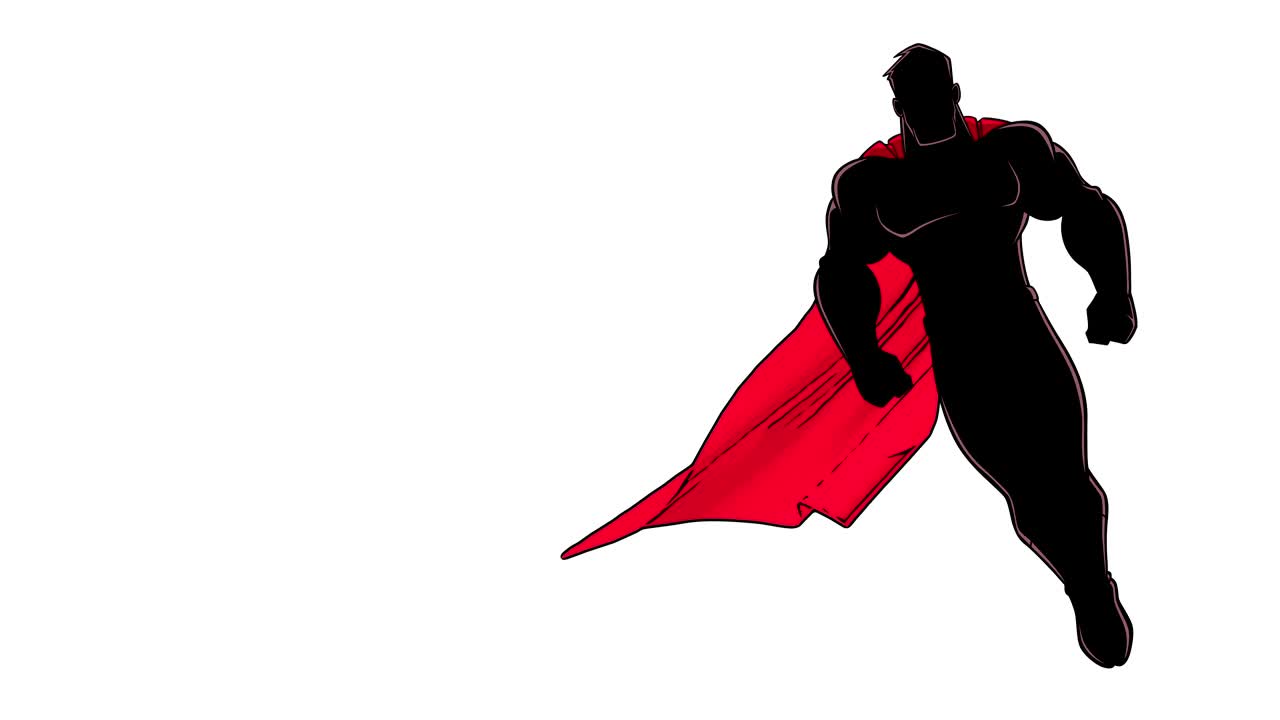 Superhero Flying on White Silhouette