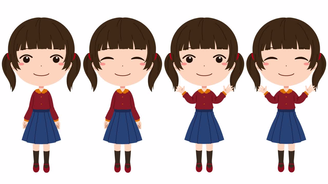 animación de una chica sonriente sincronizando los labios