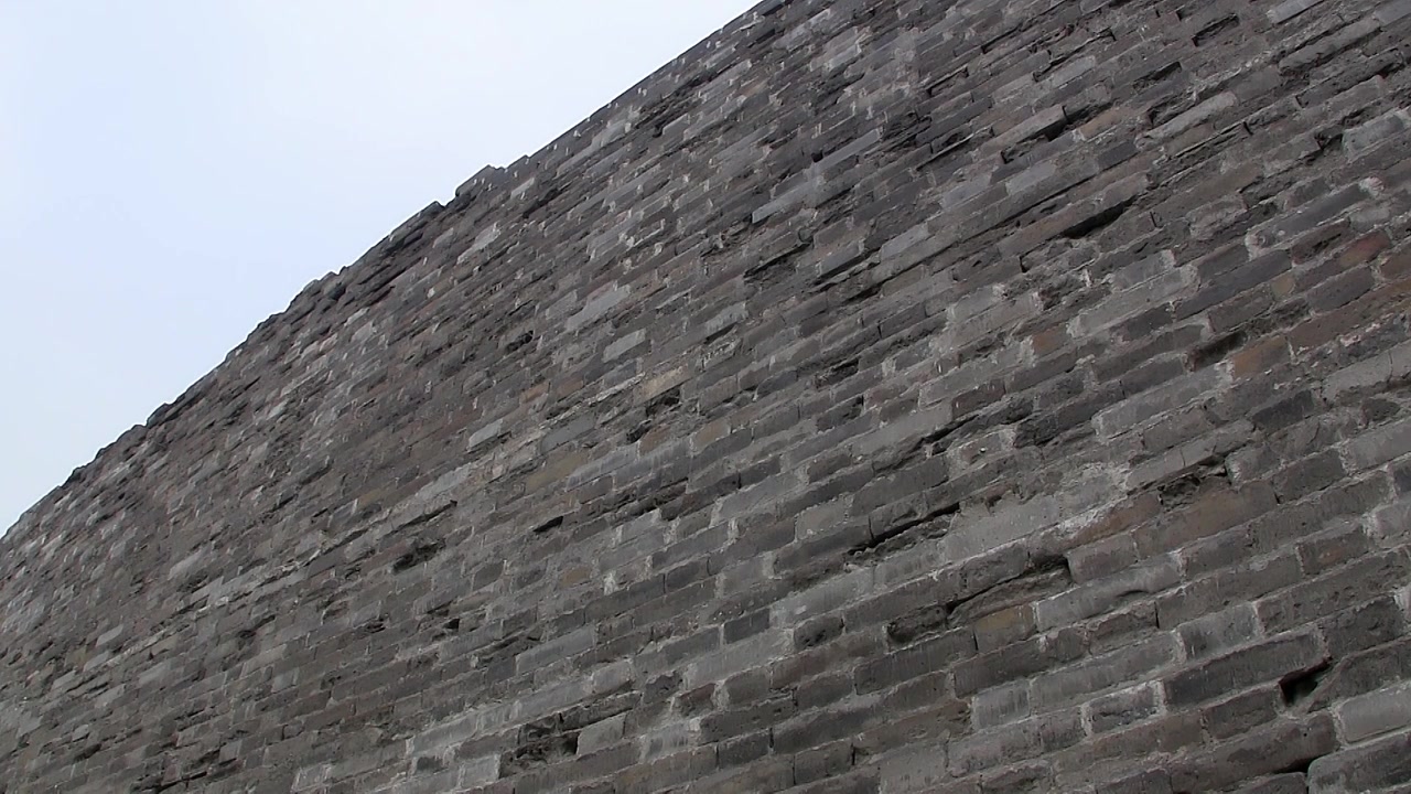 Close up of ancient city wall in Beijing, China.