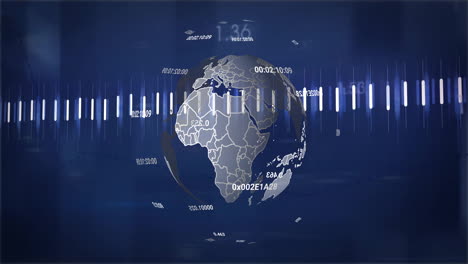 animation of financial data processing over globe